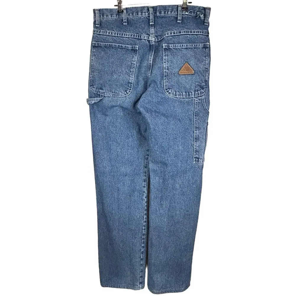 Bulwark FR Men Jeans Size 34 Blue Flame Resistant Carpenter Style Heavy Denim